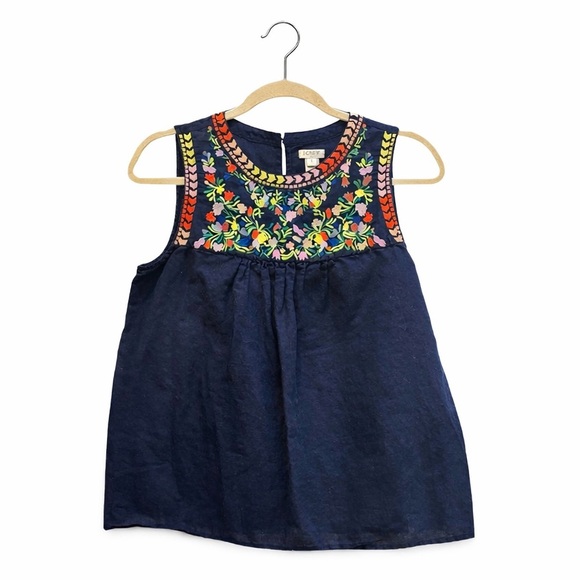J Crew sleeveless cotton/ linen blend floral embroidered blouse in size 6! 🌷 - Picture 2 of 10